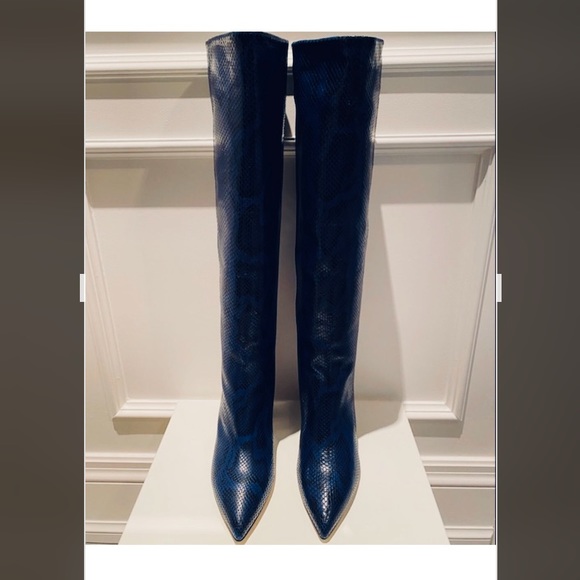 Brand new PARIS TEXAS Leather Heeled Knee-High Boots in Python Print - Picture 2 of 5